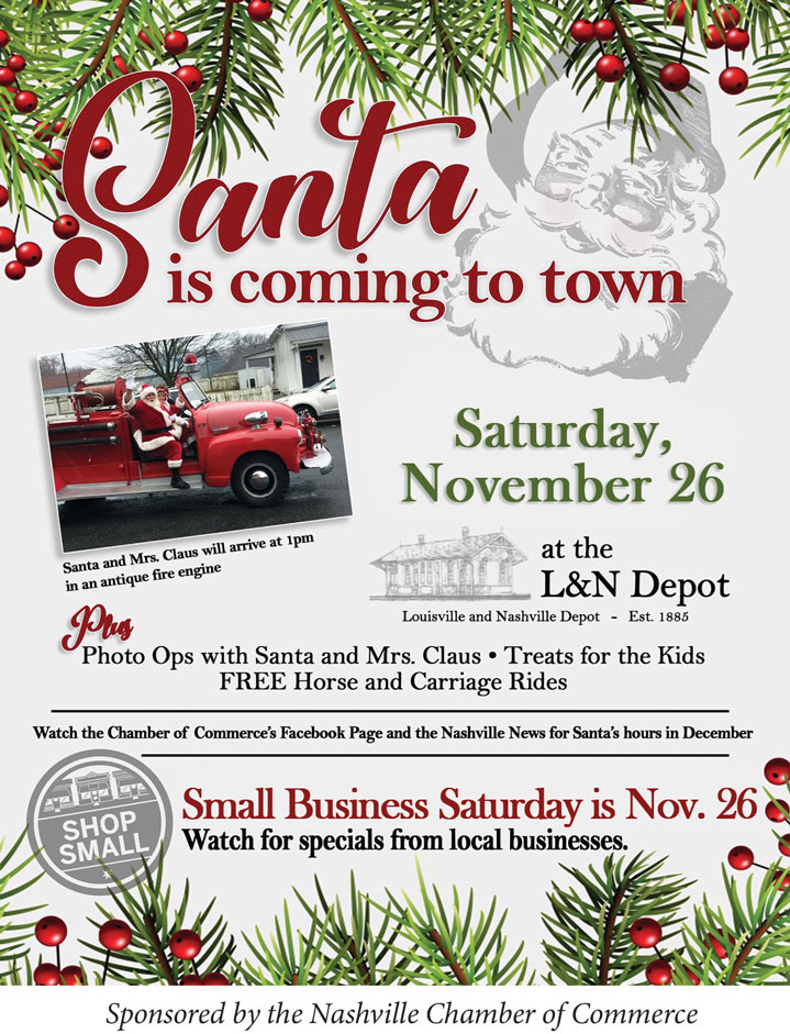 santa is coming to town small business saturday nashville il